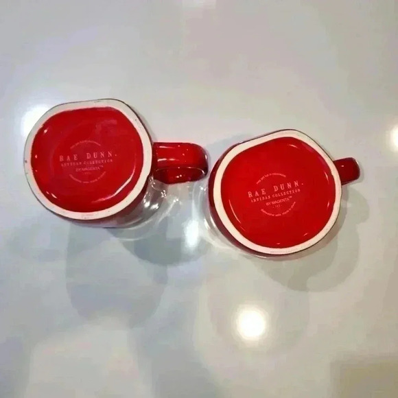 Rae Dunn BUNDLE 2 “LOVE, ♡" Red White Letters ~ Coffee Tea~Mug Cup - Picture 4 of 4